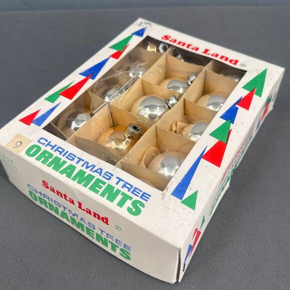 18 VTG Santa Land Silver Gold Glass Christmas Tree Ornaments USA 70s Retro Glam - Picture 6 of 16